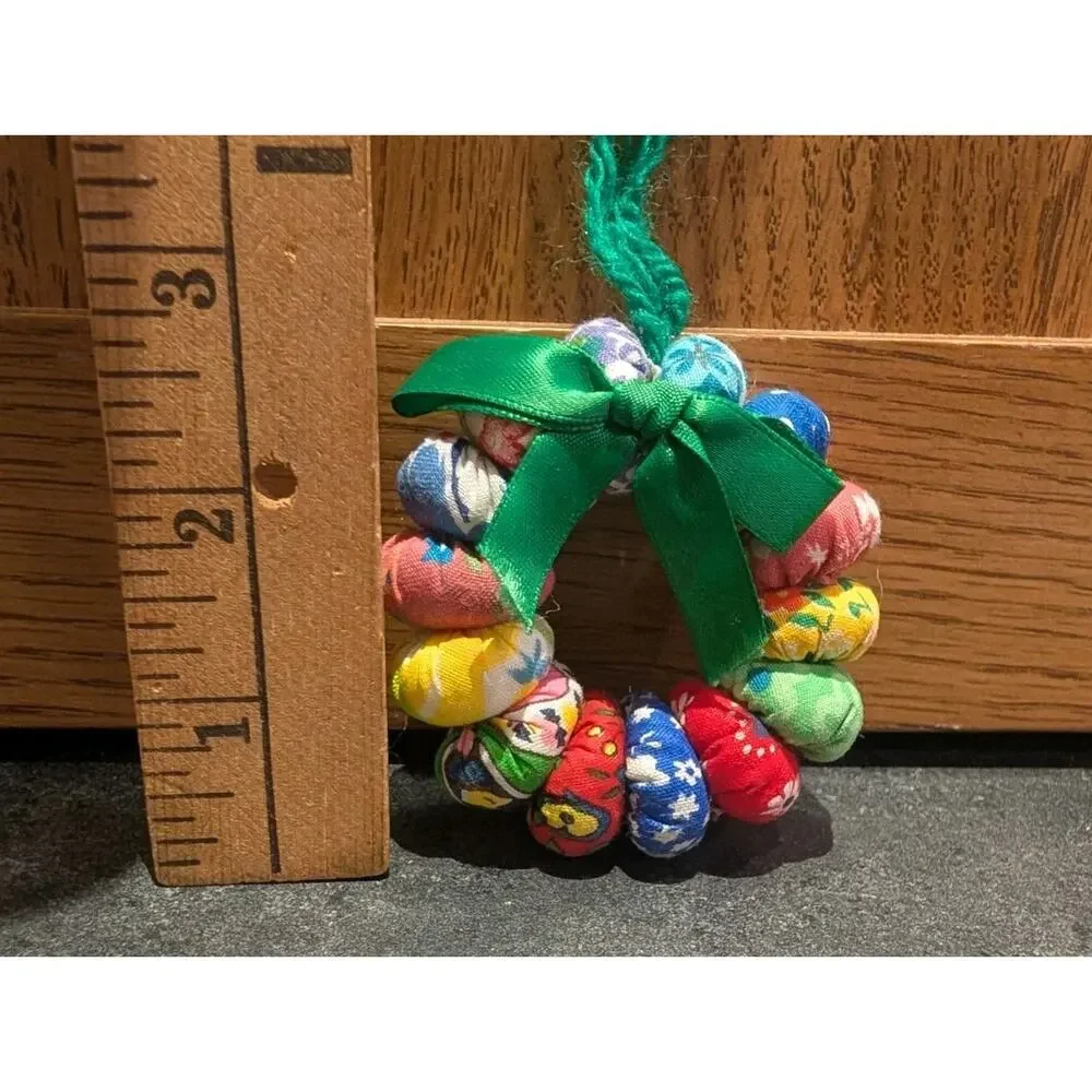 Vintage Christmas Quilt Wreath Ornament